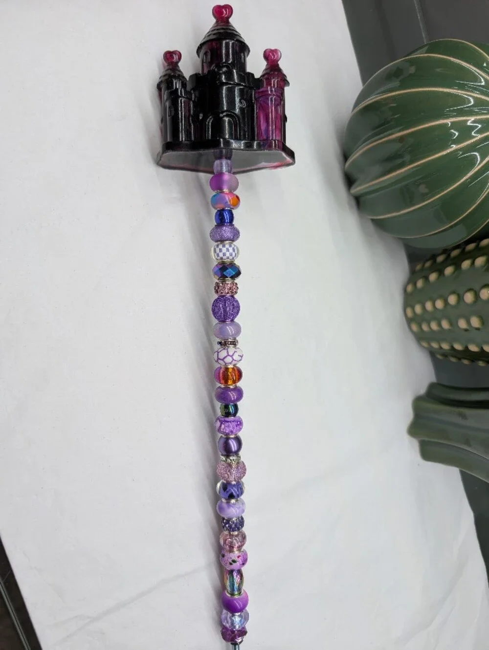 Hand Made Fairy Wand/Plant/Garden Stake W/Purple Resin Castle Topper. 🏰